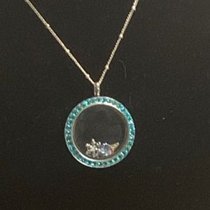 Origami Owl Large locket with Blue crystals
